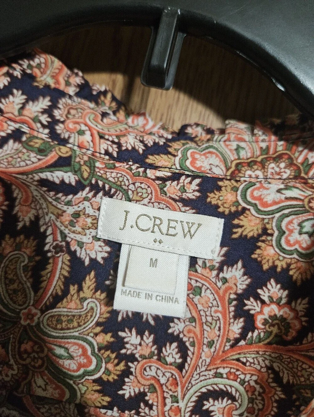 J.Crew Women's Colorful Floral Paisley Ruffle Button Up Long Sleeve Top Medium!